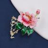 Vintage Peony Brooch Temperament Elegant Painted Design Flower Corsage Pin Versatile Wedding Jewelry Accessories