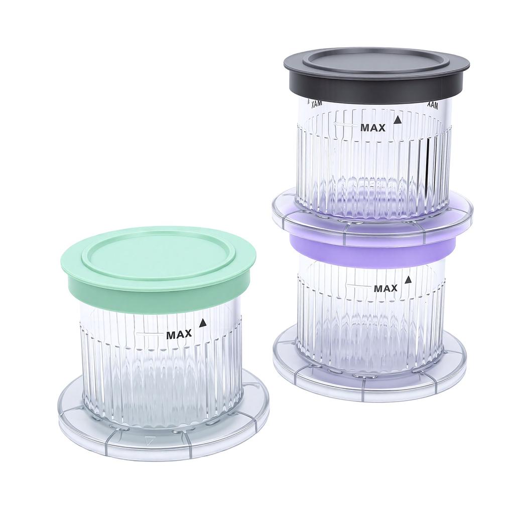 3pcs Ice Cream Pint Containers Set Ice Cream Freezer Storage Cups for Homemade Desserts Sharing