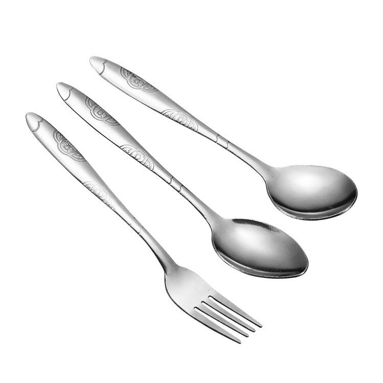 Spoon Household Stainless Steel Chinese Pattern Pointed Round Spoon Steak Salad Fork Creative Meal Spoon Spoon Spoon