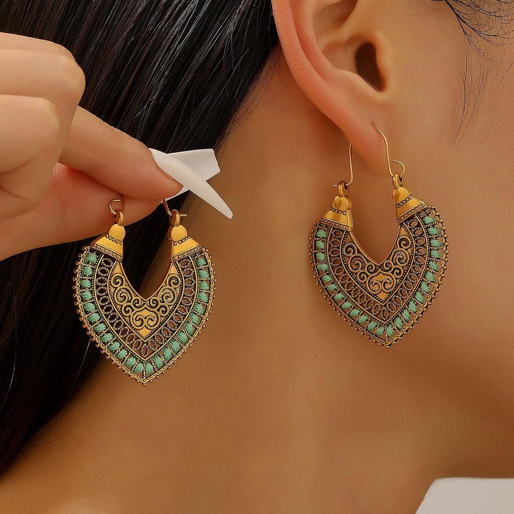 Bohemian Floral Totem Earrings: Elegant High-End Carved Accessories for Women