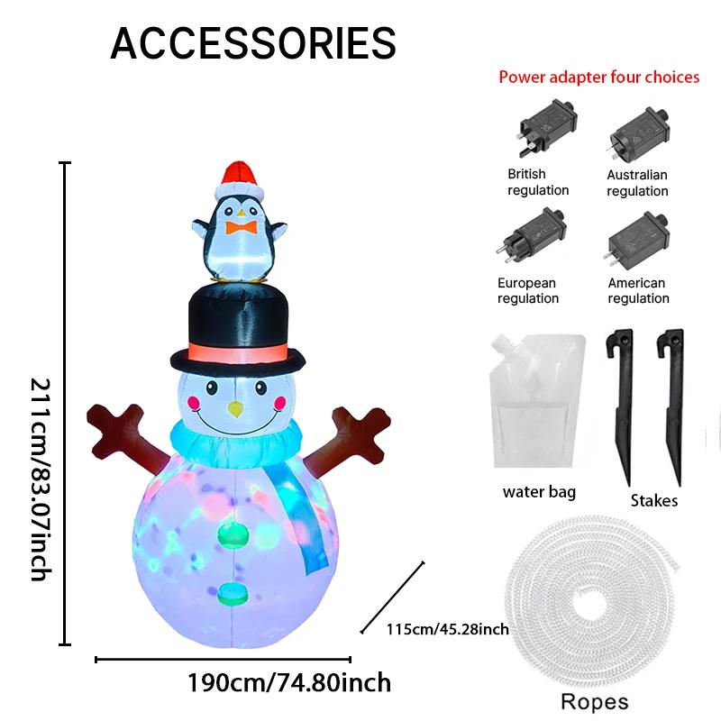 4.92FT Inflatable Toy Snowman Penguins Xmas Decoration for Yard LED Lights Christmas Supplies Home Decor Ornaments Holiday Gifts