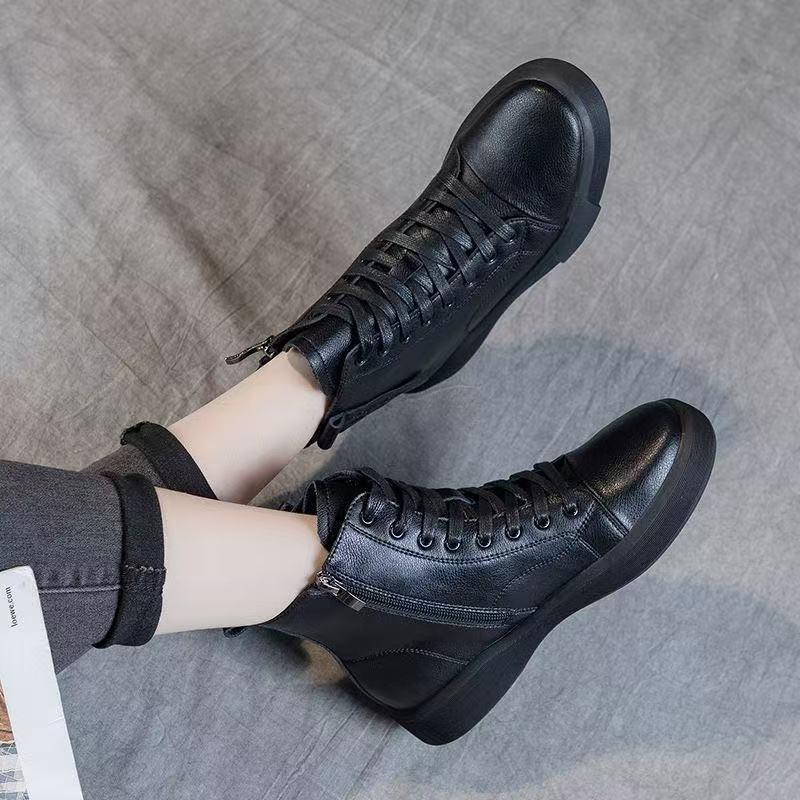British style short boots Martin boots autumn and winter new thick-soled retro flat-bottomed velvet round head trendy cool short boots