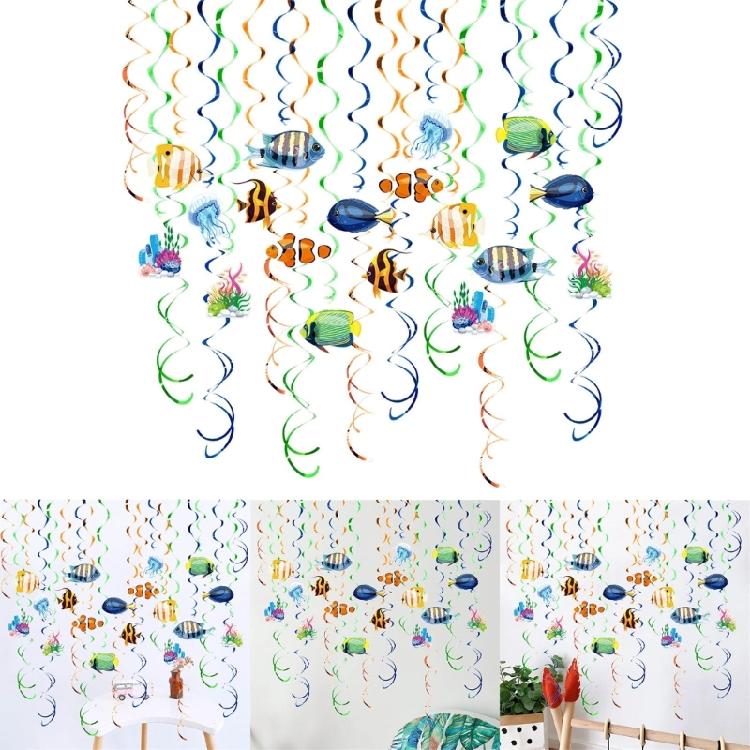 Undersea Animal Decors Set for Any Occasion Fishing Hangings Swirls Decorations