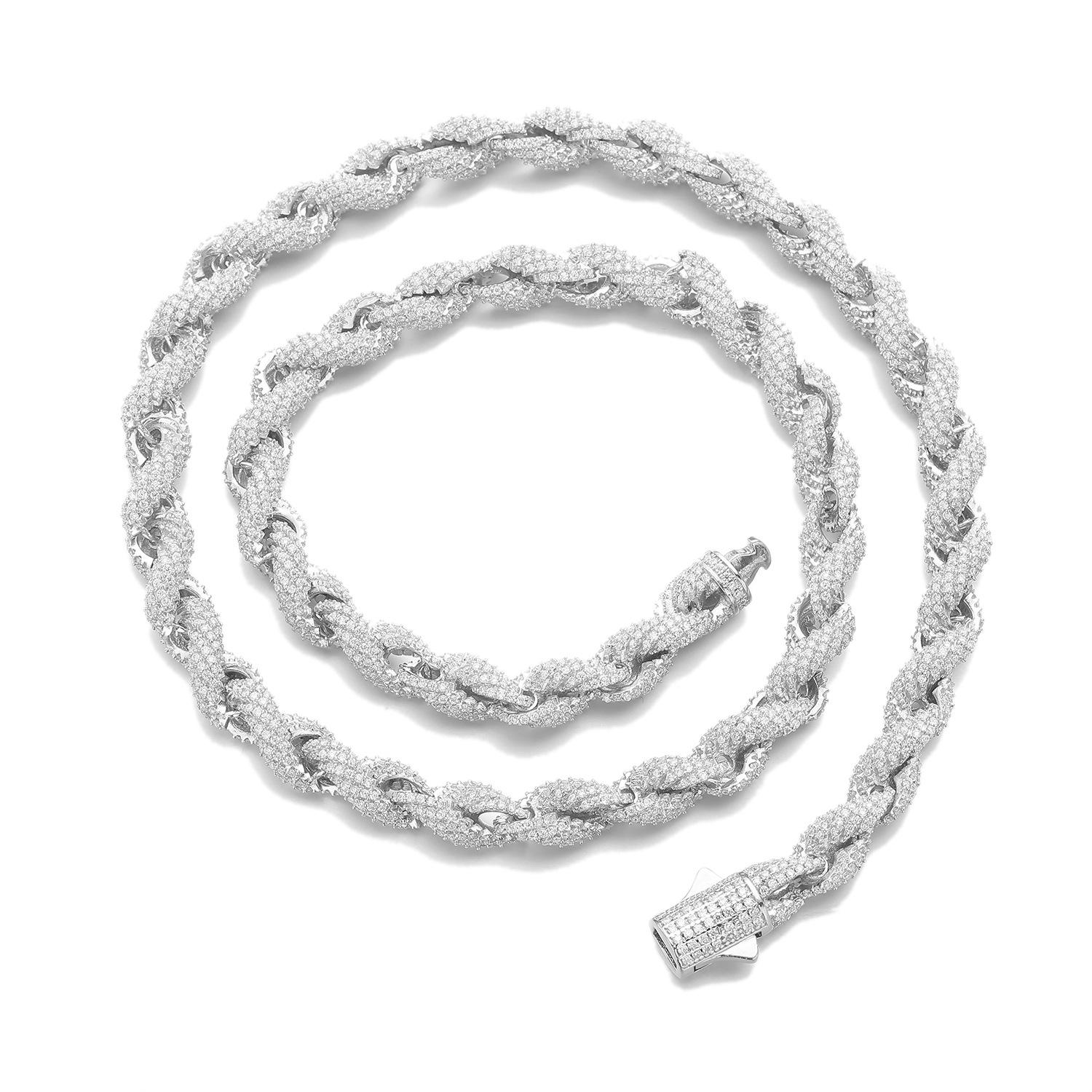 

European and American ins style S111 silver moissanite twist chain necklace personalized unisex 1111 winter trend accessories bracelet 7inch (length about 18cm)