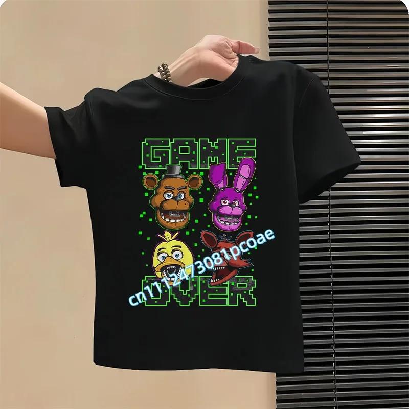 2026 T-shirt per Bambini Five Nights At Freddys Cartone Animato T-shirt Grafica FNAF Top Sportivi Casual per Bambini Maniche Corte Abbigliamento per Bambini