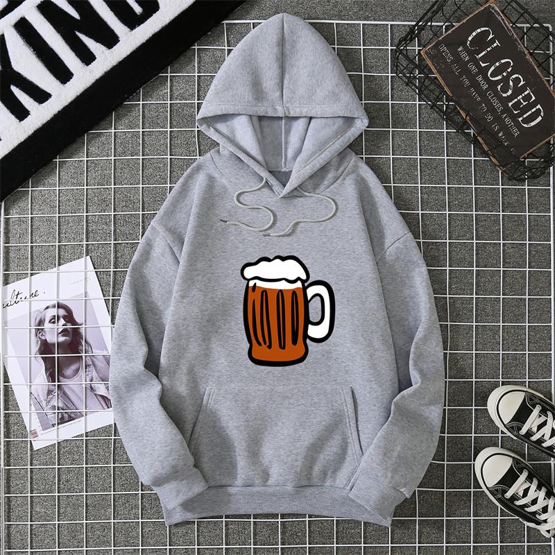 Hoodie Clinking Beer Mugs Print Lively Social and Festive Free Style Y2k Graphic Soft Fabric for Celebration-Themed Casual Looks