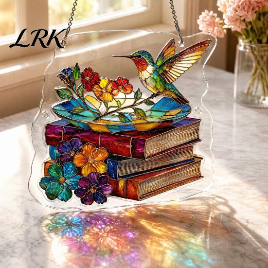 Healing Light Shadow Decor Suncatcher Puzzle Pendant, Durable Acrylic Window Hanging, with 3D Wavy Book Style Hanging Pattern, Stained Glass