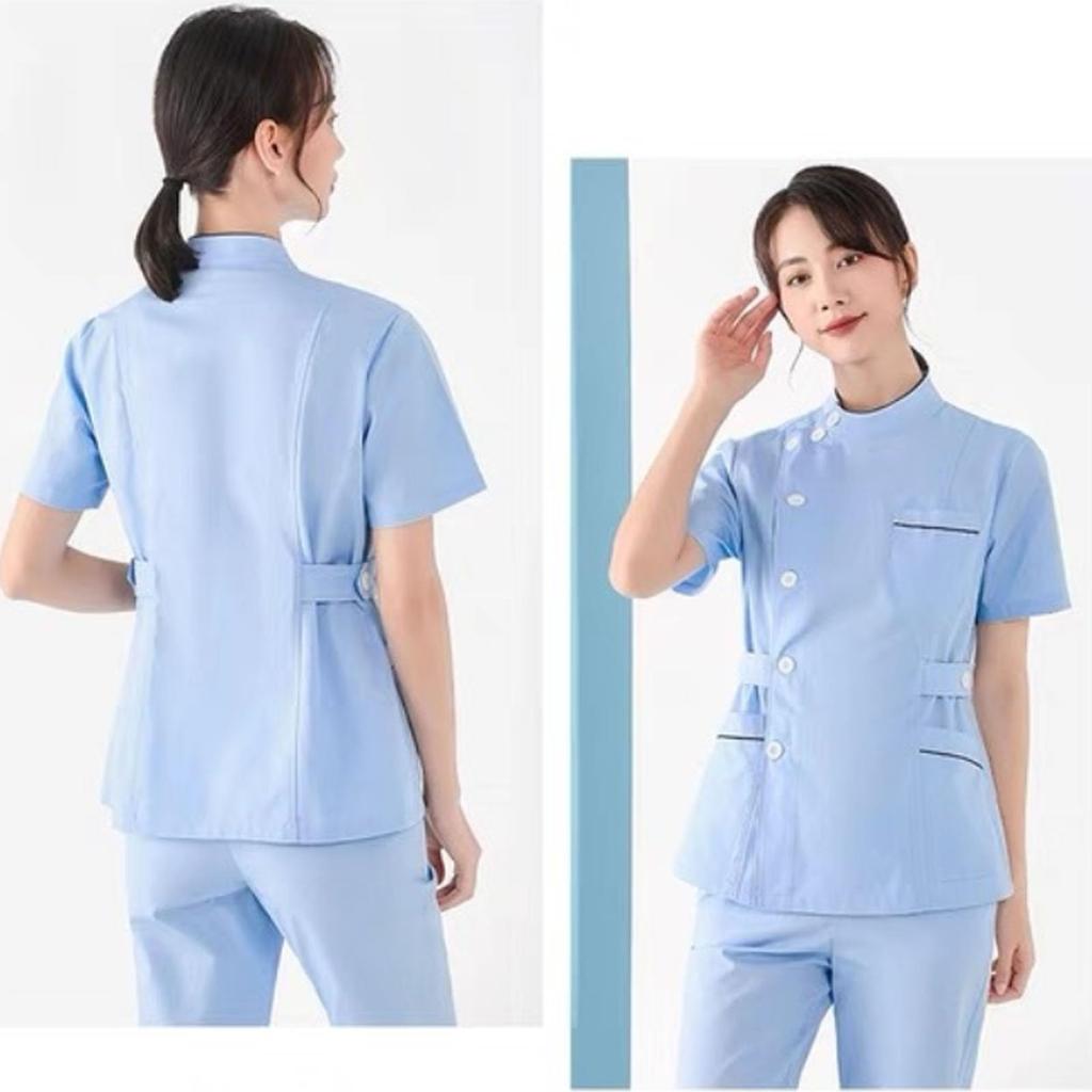 Yodilala Women's Medical Nurse Uniform, Antibacterial, Odor-Resistant, Breathable, Medical Scrub Set with Pockets, Blue, Short Sleeve Suit (Includes P