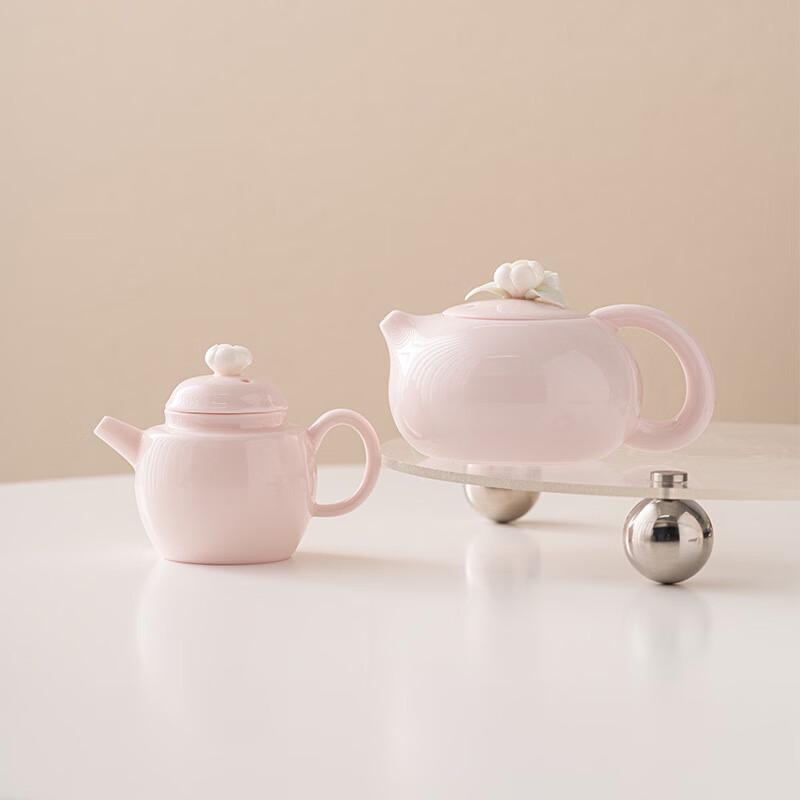 Zhi Nian Hua Peach Pink Ceramic Teapot