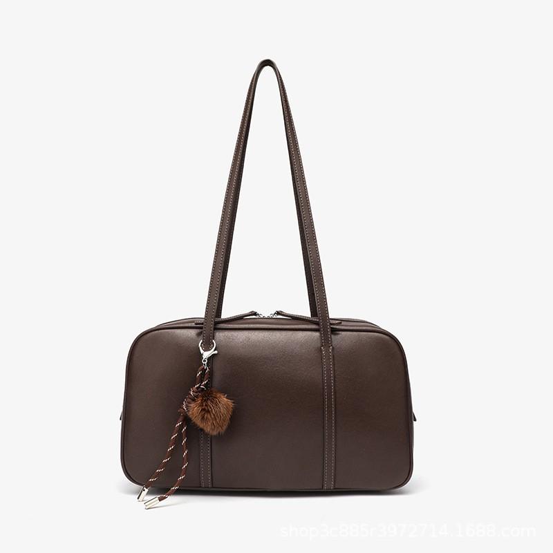 Genuine Leather Boston Bag Pillow North American College Style 2025 Commuter One-shoulder Underarm Cowhide Women's