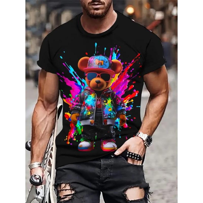 Funny Cartoon Animal Print Men's Fashion Short-sleeved Harajuku Street Fashion Comfortable And Breathable Men's T-shirt
