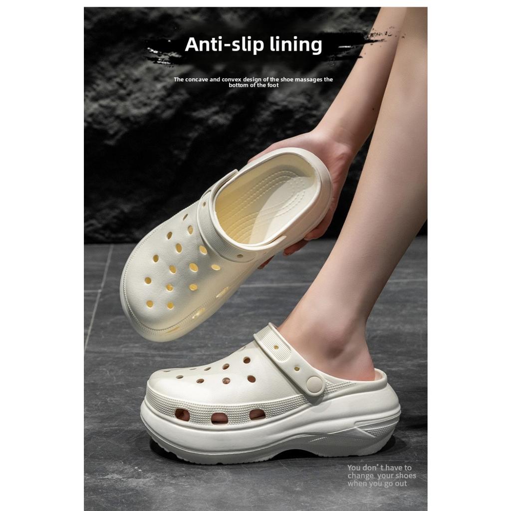 Height Increasing Summer Cave Mermaid Slippers, Thick Soled Height Increasing Women's Anti Slip Outer Wear Korean Version Ultra Soft Beach Shoes