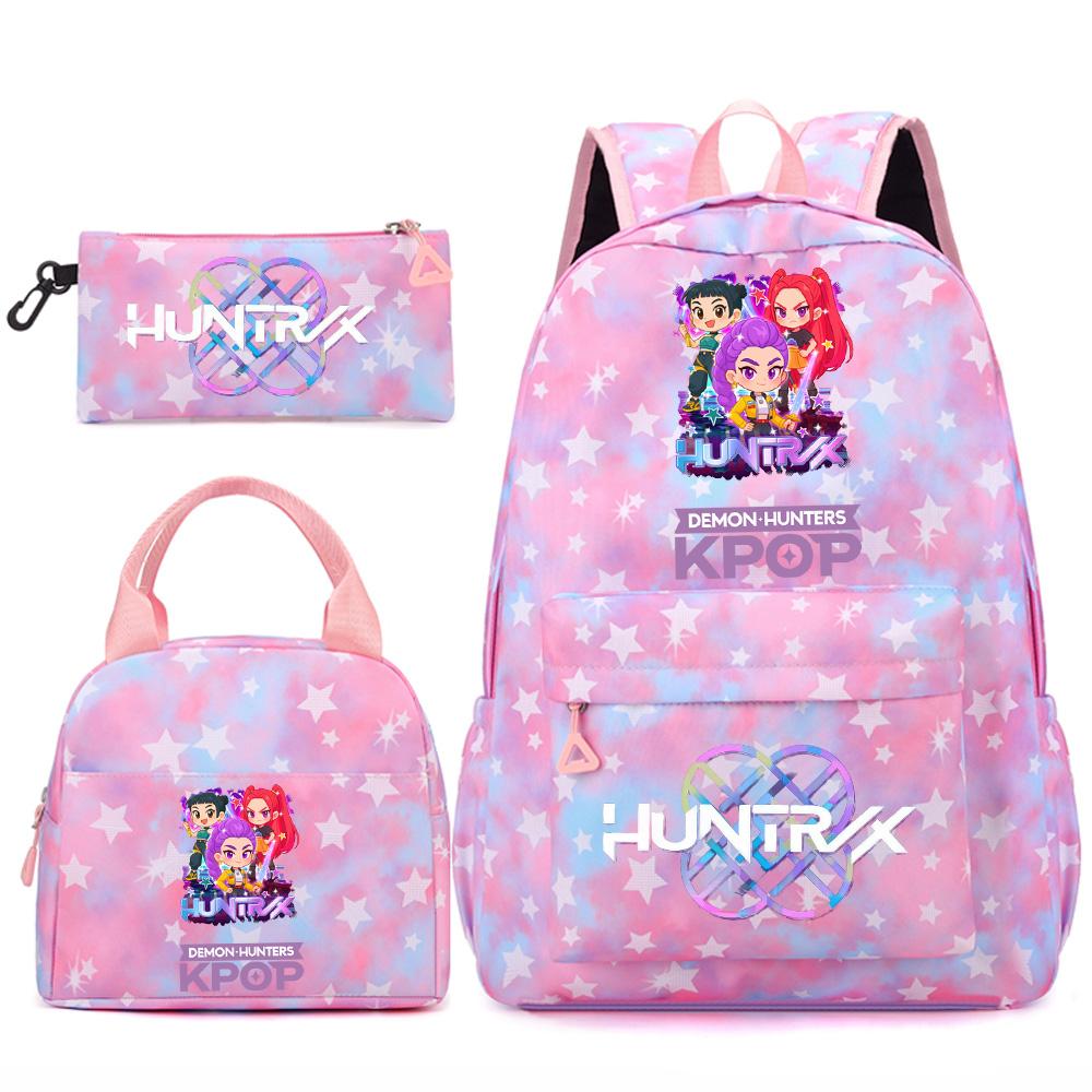 Set 3 piese/set Anime Desene animate Kpop Imprimate Rucsac Geantă de mână Etui pentru creioane pentru Adolescent Student Fată Băiat Ghiozdan Copil Ghiozdan Capacitate Mare Geantă de călătorie Cadou