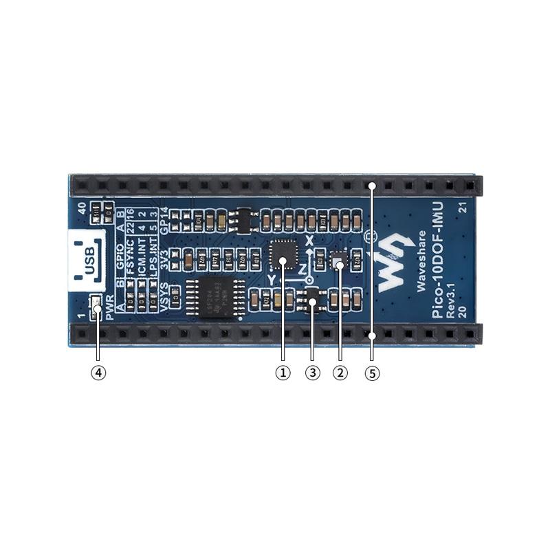 10-DOF IMU Sensor Module for Raspberry Pi Pico onboard ICM20948 and LPS22HB chip