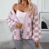 Loose Knitwear Cardigan Long Sleeve Vintage Print Top Sweater for Autumn Winter V Neck