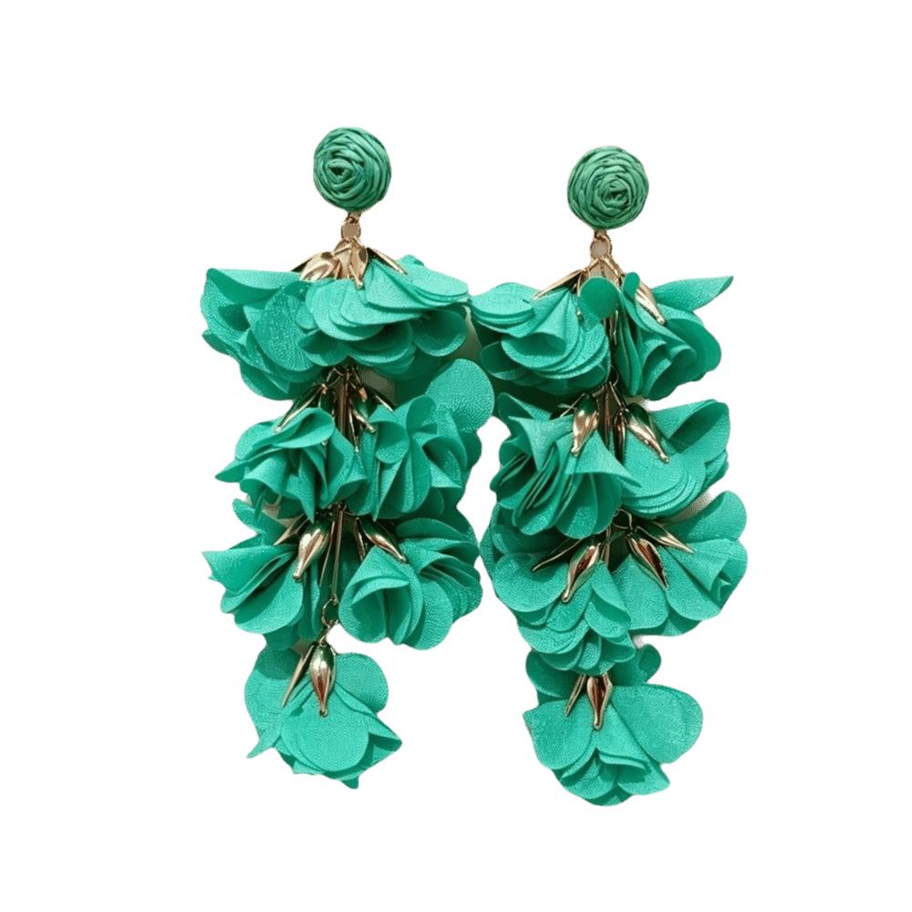 Colorful Fabric Flower Clip-On Earrings Petal Design Non-Piercing Earrings  Beach