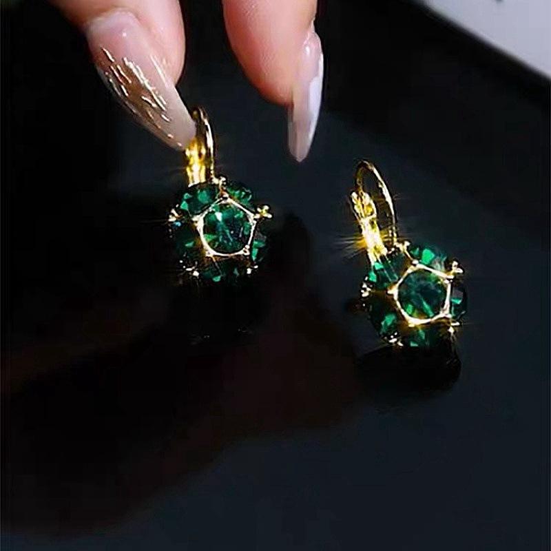 New Trendy Purple Crystal Earrings Temperament Small Exquisite Stud Earrings High Sense Fashion Earrings Women
