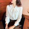 Elegante weiße Hemden mit Schleifenkragen für Damen, Langarm, Koreanische Modekleidung, Blusas Mujer, Arbeits-Chiffonblusen, Büro-Damenoberteile, Y2k