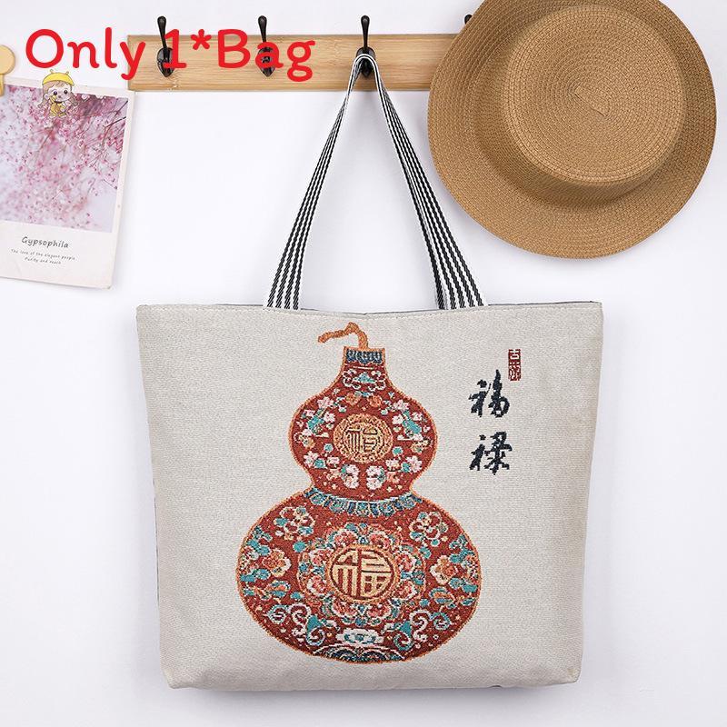 Elephant Hello Kitty Butterfly Embroidered Canvas Tote Bag With Seamed Stitching For Daily Use