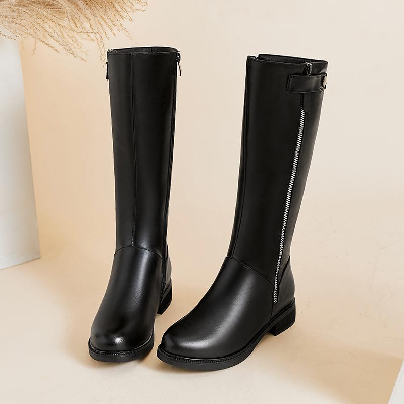 Fashion AIYUQI Women Winter Boots 2025 New Genuine Leather Long Boots Women Big Size 41 42 43 Wool Warm Zipper Riding Boots Women
