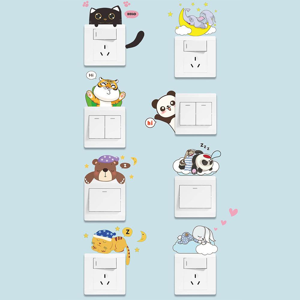 Cartoon Cute Animal Combination Switch Bedroom Living Room Home Decoration Switch Sticker