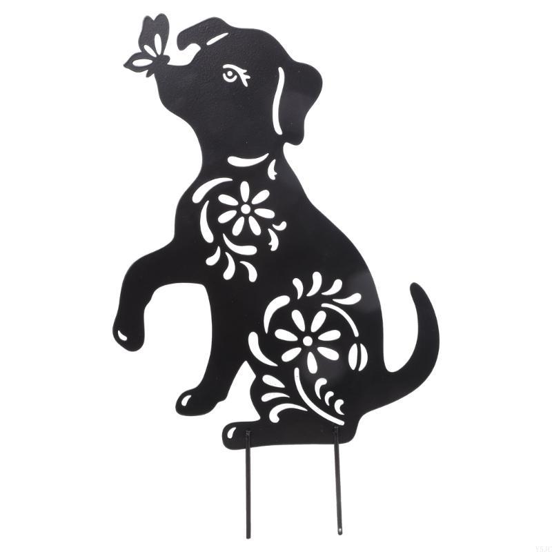 Y5JC 1/2Pcs Black Silhouettes Yard Stakes Animal Silhouettes Dog Stake Garden Stake