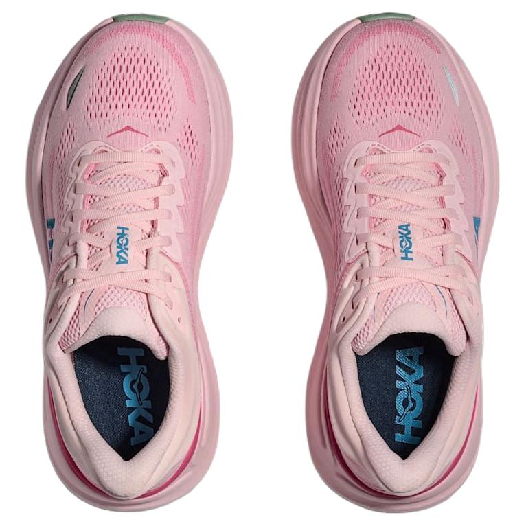 HOKA ONE ONE Bondi 9 Abrasion Resistant Breathable Reflective Running Shoes Women's Pink Blue 1162012-RSTP