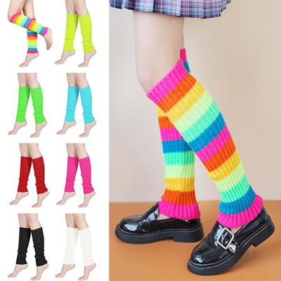 Harajuku Neonowe Prążkowane Getry Japońskie Nakładki na Nogi Skarpetki do Butów dla Kobiet i Dziewcząt