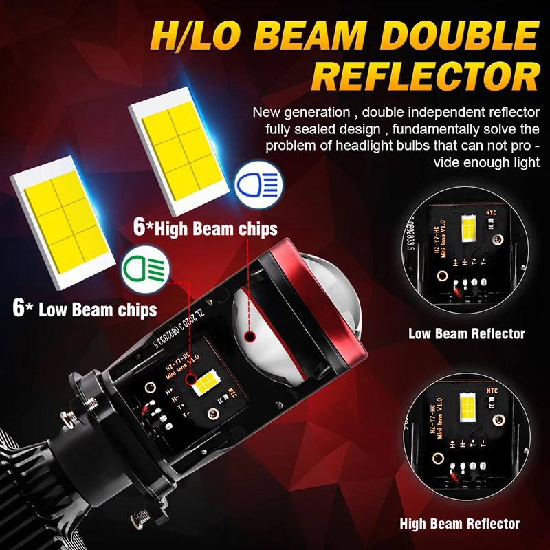 Y7D H4 Bi LED Projector Mini Lens Car Headlight 6000K High Low Beam Turbo Fan Motorcycle Lamp 30000LM Canbus Auto Bulb 12V LHD