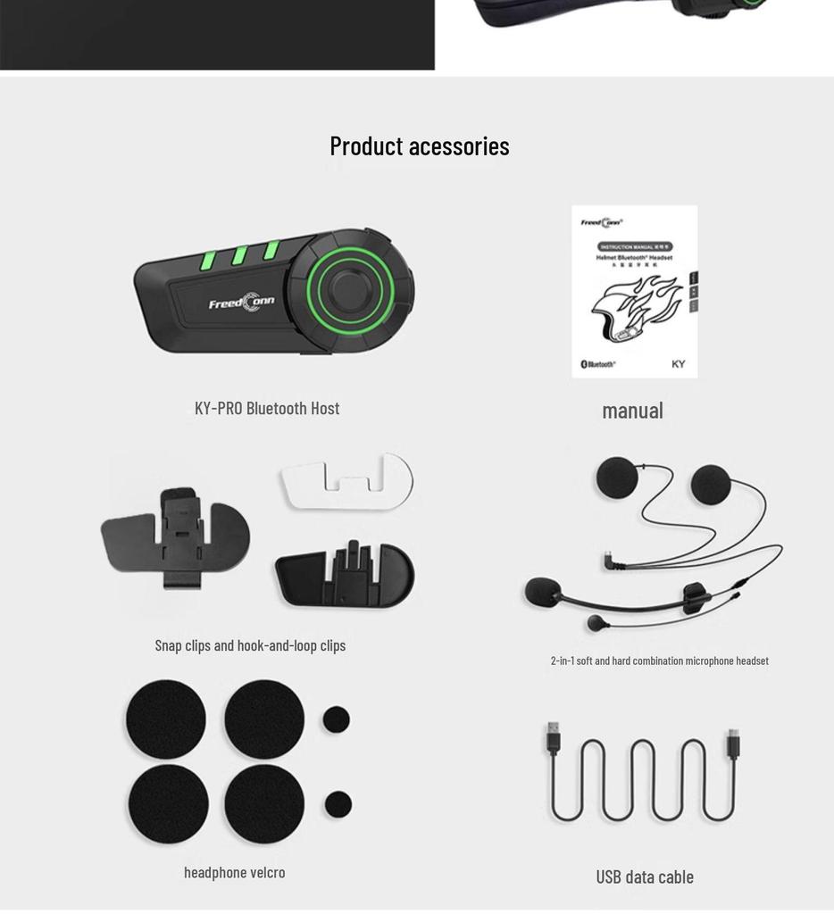 Auriculares Bluetooth para Casco de Motocicleta Luyi KY con Intercomunicador Integrado para Comunicación entre Asiento Delantero y Trasero