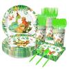 Watercolor Dinosaur Birthday Party Set: Paper Plates, Cups, Napkins for Kids