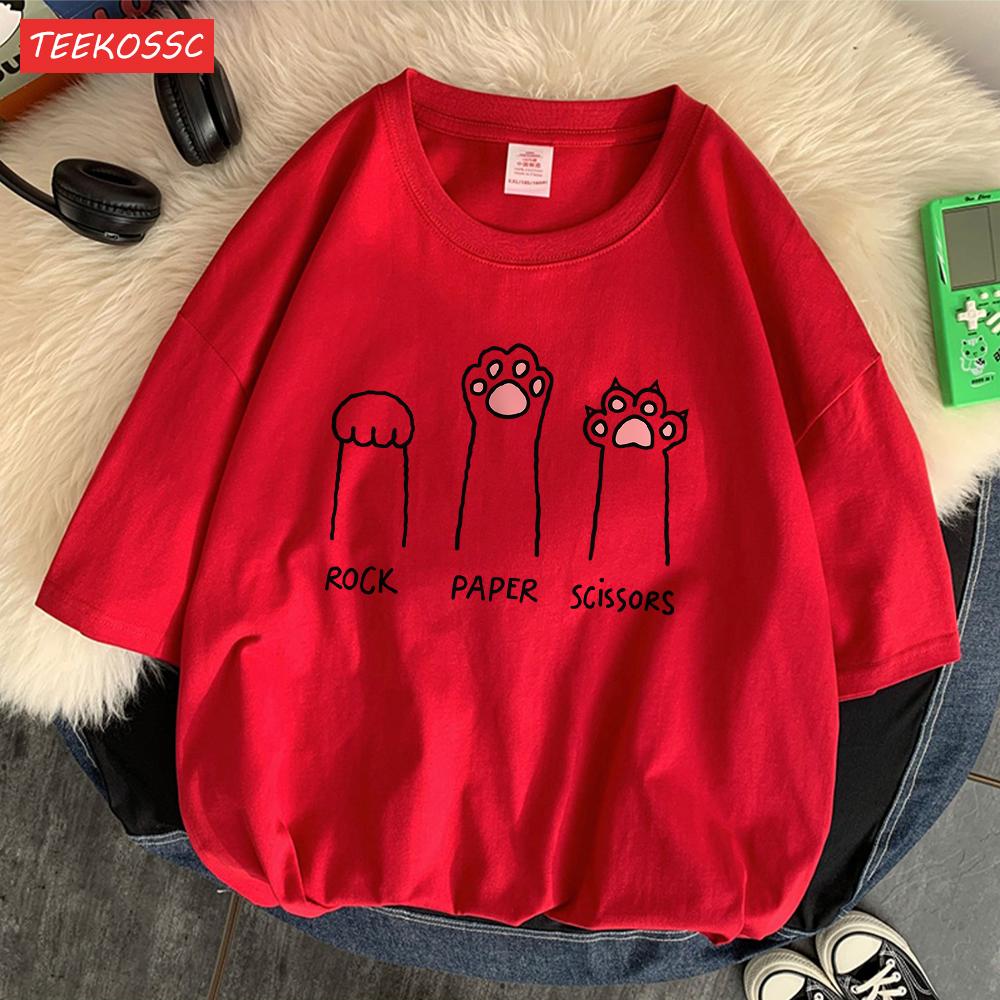 

Rock Paper Scissors Funny Cat Men S T Shirts Lovely Outdoor Tees Kawaii Personality Tee Clothing Holiday Pattern Half Sleeve M