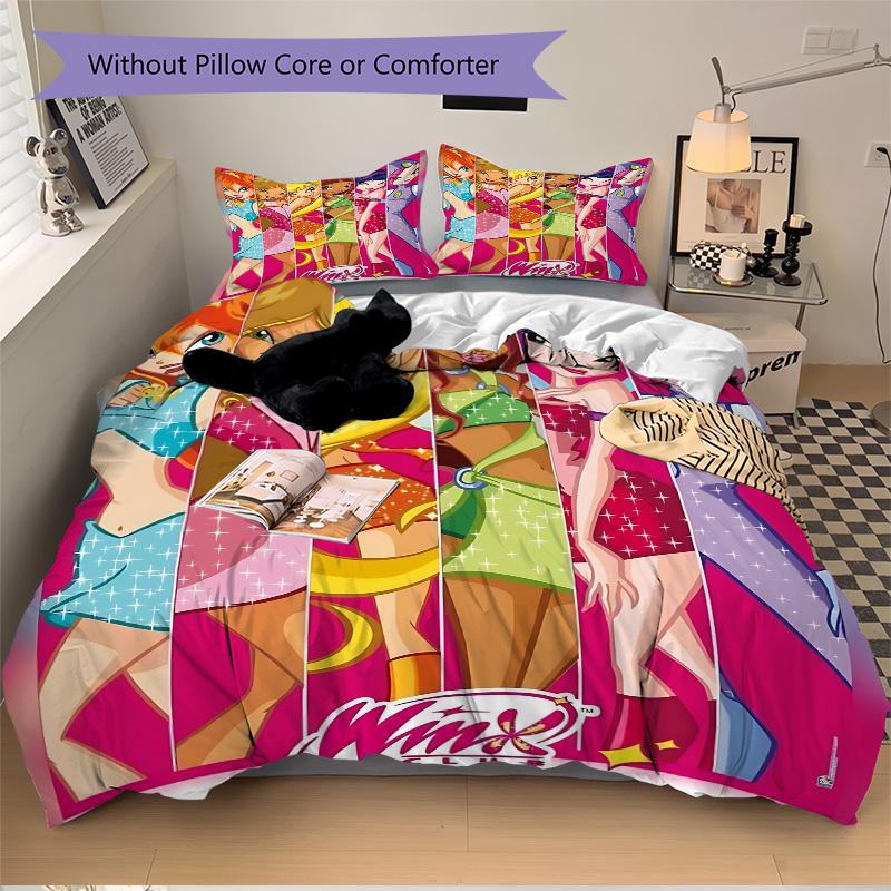 Winx Club Friendship Print 3Pcs Bedding Setduvet Cover With 2 Bedropillowcase Home Birthday Gift