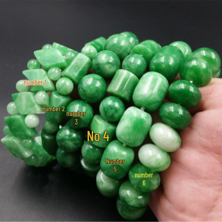 Light Green Jade and Emerald Bead Bracelet with Clasp Model 4