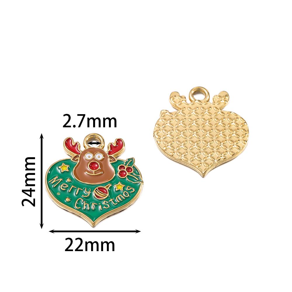 1pcs Stainless Steel Christmas Charms Gold Color Santa Claus Christmas Tree Enamel Pendants For DIY Earrings Necklaces Making