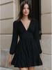 Elegant V-Neck Plain Color Versatile Women's Dress for Street Style