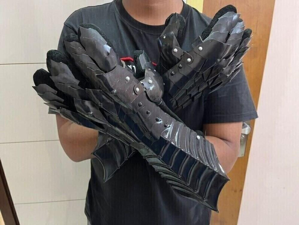 Medieval Steel Nazgul Gloves Costume Gauntlets Armor