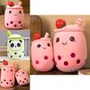 Fluffy Pearl Milk Tea Sleeping Pillow For Girls Coral Velvet Pp Cotton Pink/brown/green/panda 23cm-70cm