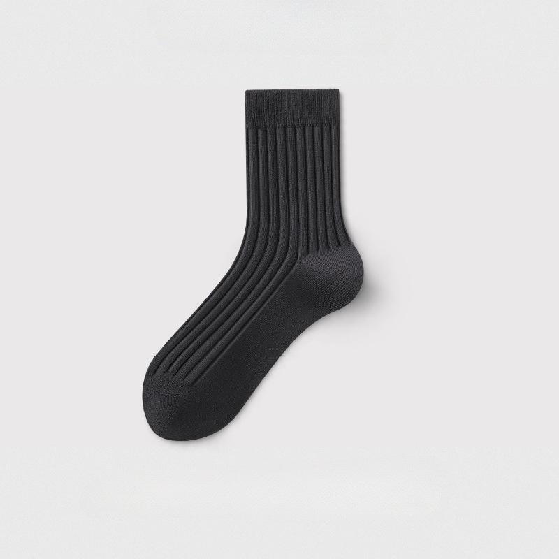 36-44 Plus High Quality Men's Business Cotton Socks Medium Vertical Stripe Breathable Sports Socks