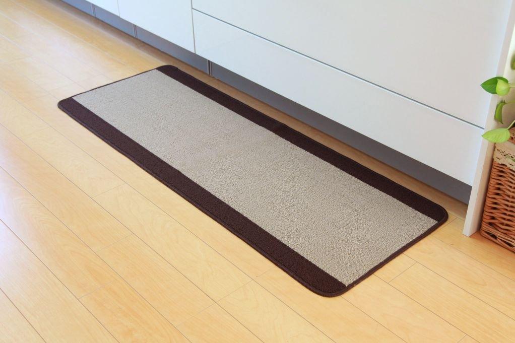 IKEHIKO Pirene Kitchen Mat, Beige, Approx. 67 x 180cm, Non-Slip, Washable, Simple Design #2025110