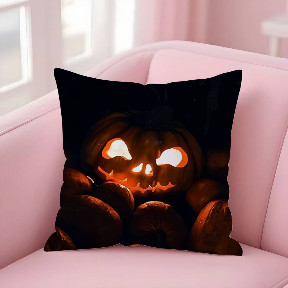 

Halloween pumpkin Flame Pillow Case Short plush Double-sided Print Square Throw Pillow Covers Sofa Home Cushion Decor 12x12Inch