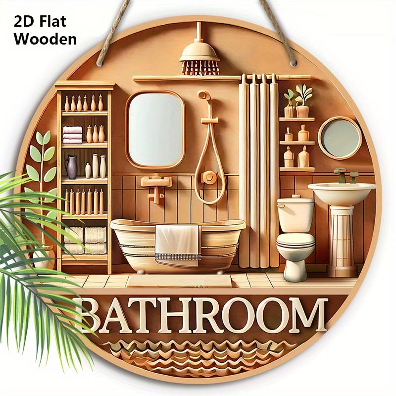 Bathroom Wooden Sign - Decorative Plaque for Outdoor, Bathroom Decor, Room and Balcony Decoration, Bathroom Decoration - Ideal Home Hanging Ornament