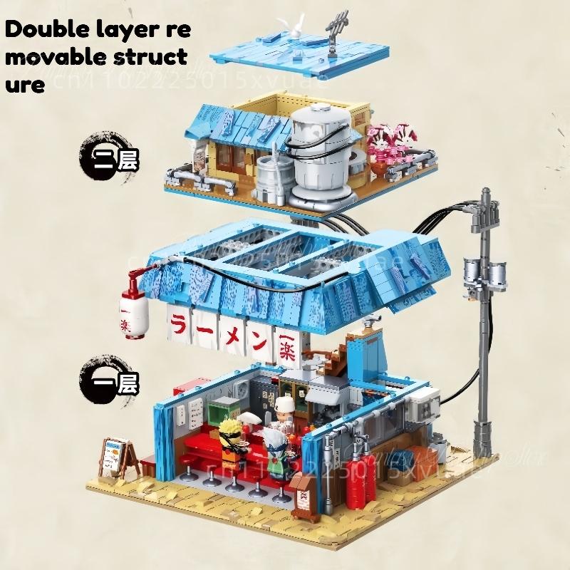 Keeppley Naruto Ichiro Lamian Noodles Shop Building Block Model Children's Educational Toy Birthday Gift Assembled Animation
