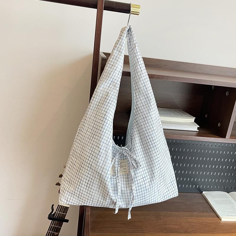 Plaid cloth bag women's large-capacity new summer lazy wind shoulder bag casual class tote bag
