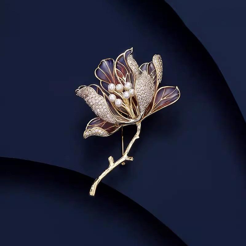 

Брошь с росписью «Бегония», женская изысканная брошь-цветок темперамента, нишевый дизайн, булавка, аксессуары для костюма в китайском стиле