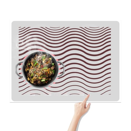 KR KITCHENRAKU Induction Cooktop Mat, Temperature-sensitive Color-changing Non-slip, Summery, Scratch-resistant Silicone Mat, Heat-insulating Pad (whi