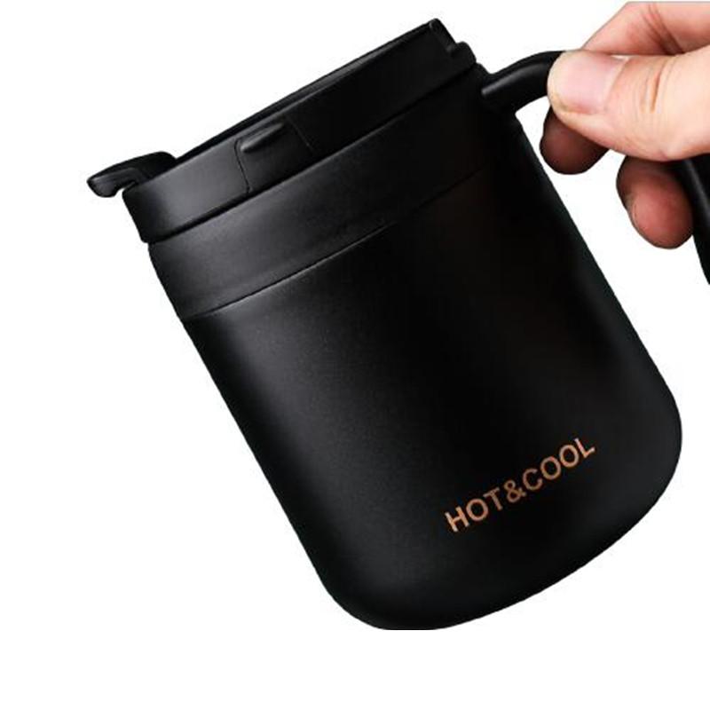 Stainless Steel Vacuum Insulated Coffee Mug 350/500ml Thermos Water Tumbler with Handle Lid - Thermal Tea Cup for Hot And Cold B