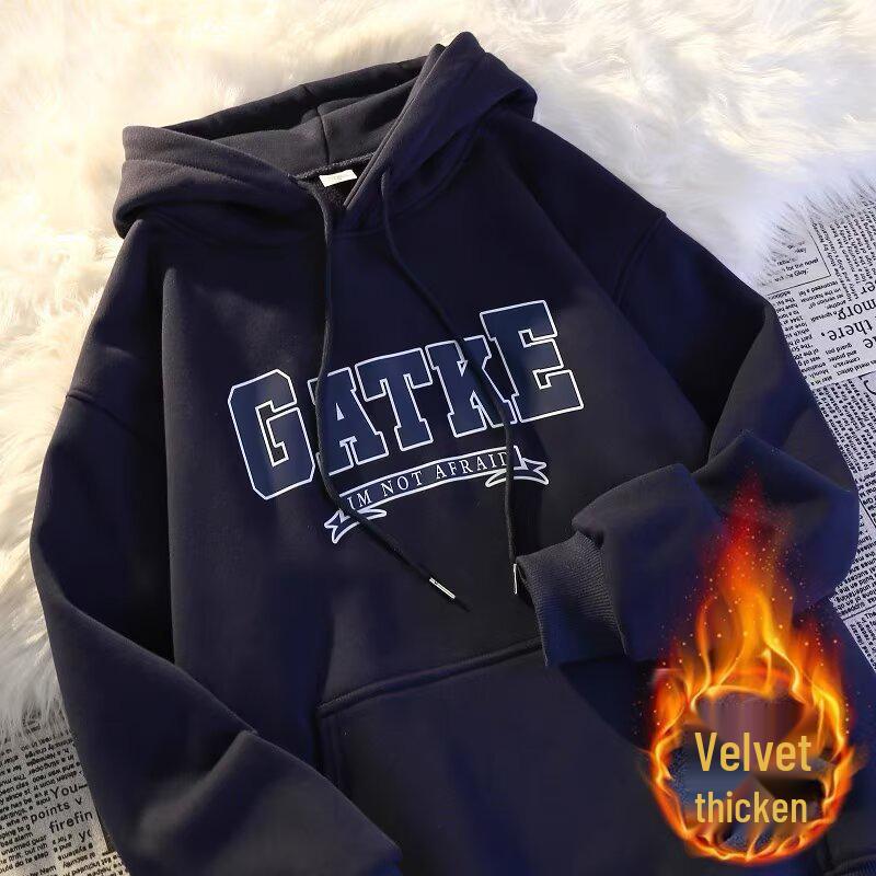 

Men’s Oversized Heavyweight Hooded Sweatshirt - Plus Velvet, Autumn/Winter, Casual Sports Jacket XL