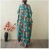 Women's Vintage Long Dress with Cotton and Linen Patterns