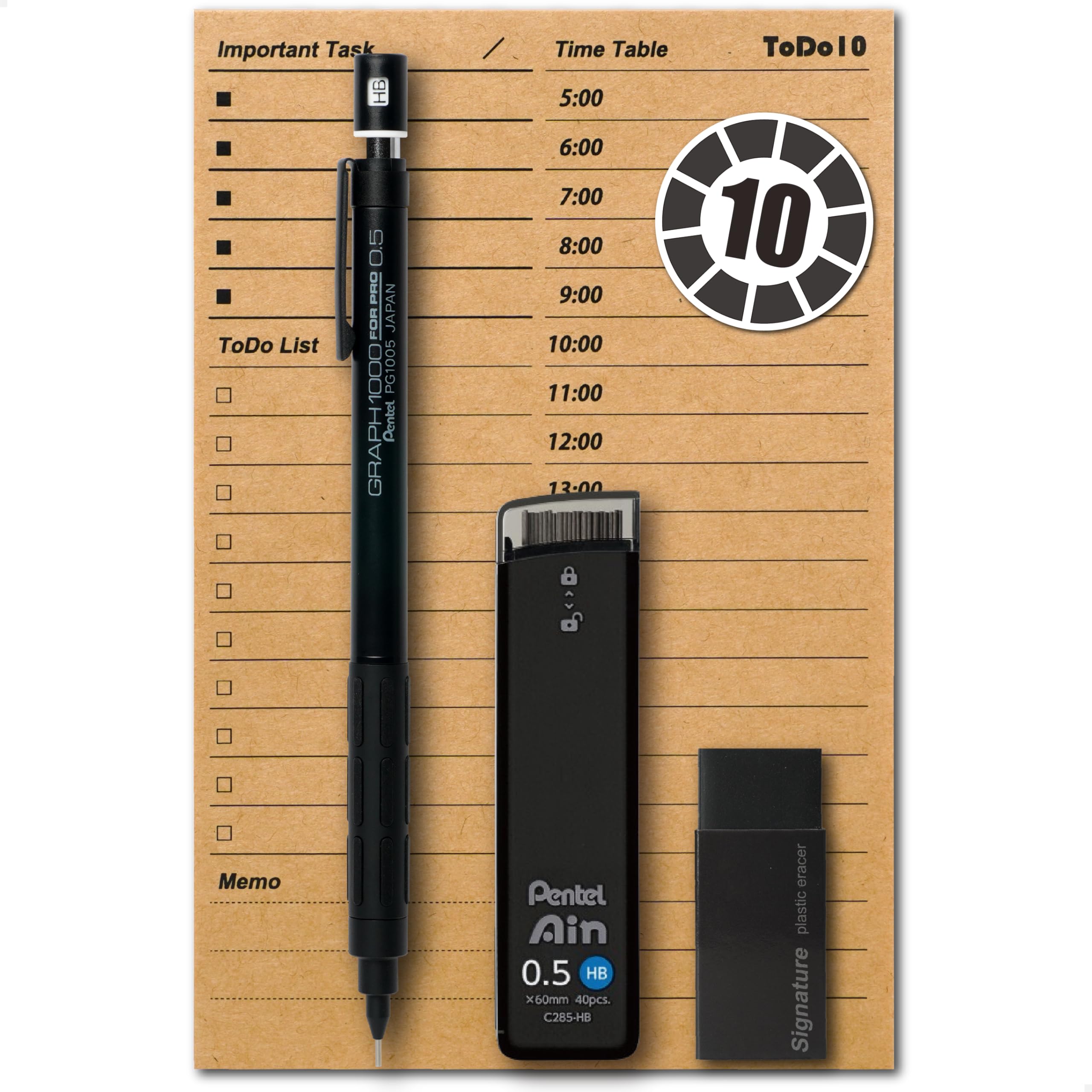 

Pentel Разработать набор канцелярских принадлежностей для учебы за 10 дней до теста Graph 1000 [Набор YaruBen] - привычка! 5 частей (Популярная серия, 0.5 (черный))